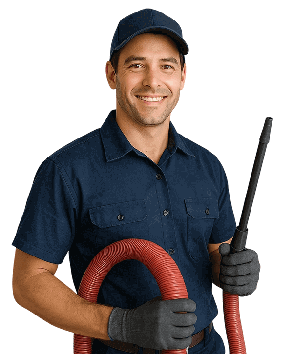 Magnolia TX Air Ducts Cleaning technician holding HVAC tools and smiling